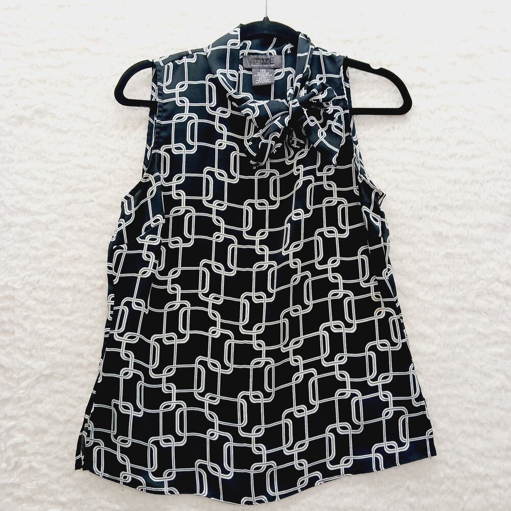 Blouse Black White Office Siren Minimalist Quiet Chic Vacation Resort Y2K Size S